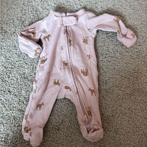 Adorable Pink Baby Footie with Deer Pattern